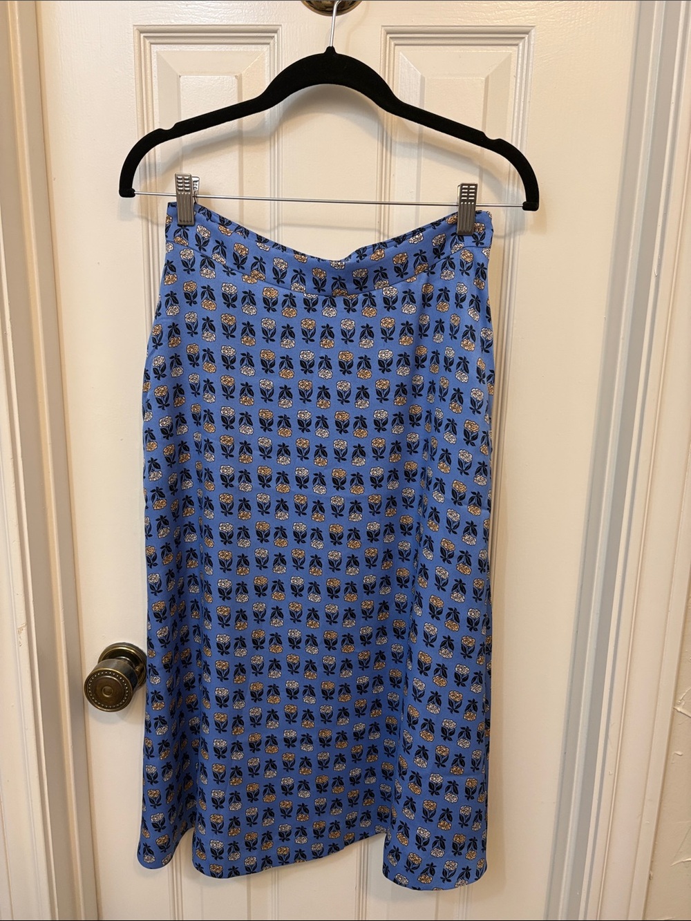 Ann Taylor Blue Floral Midi Skirt